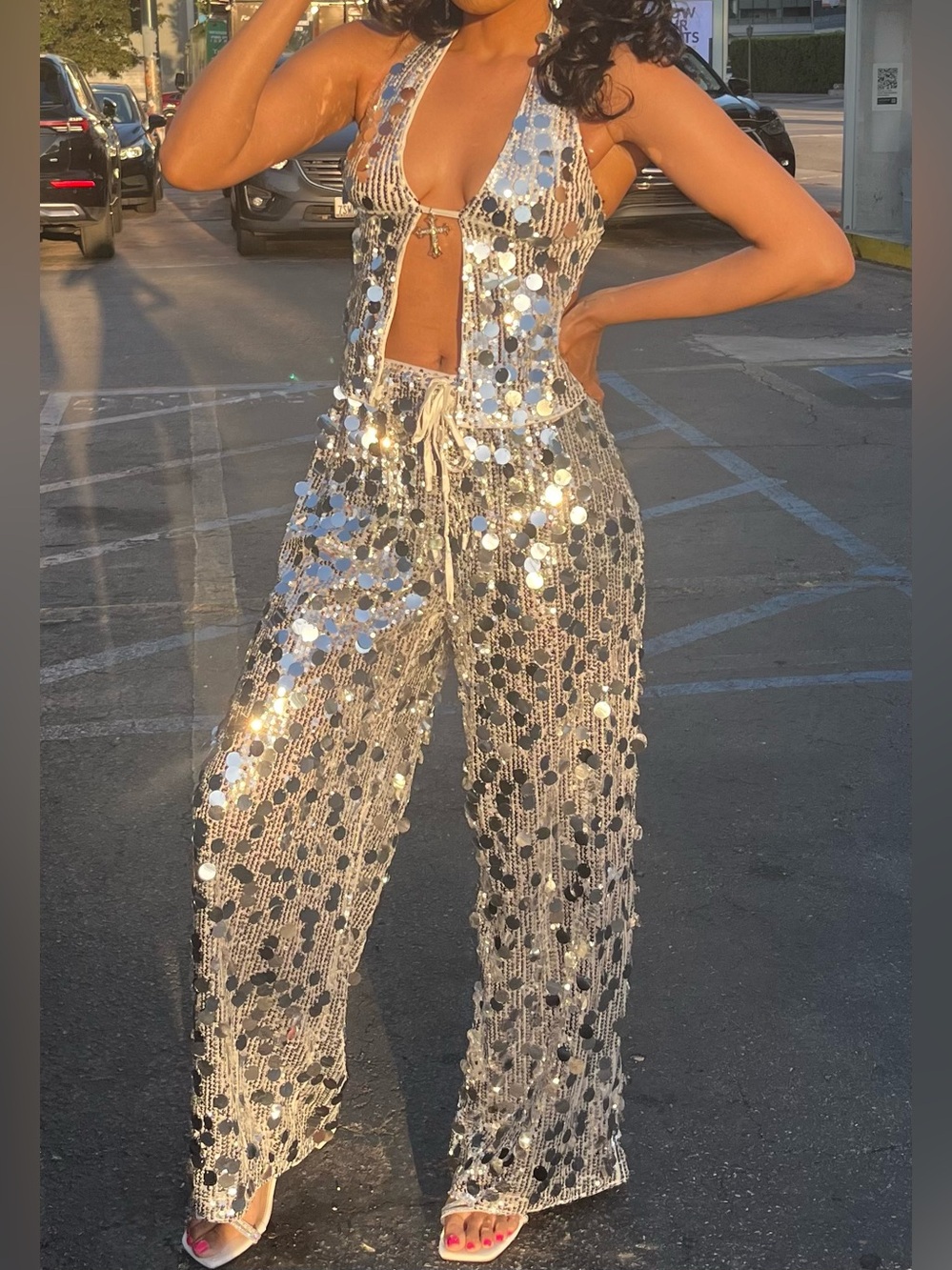 Silver Sequin matching set